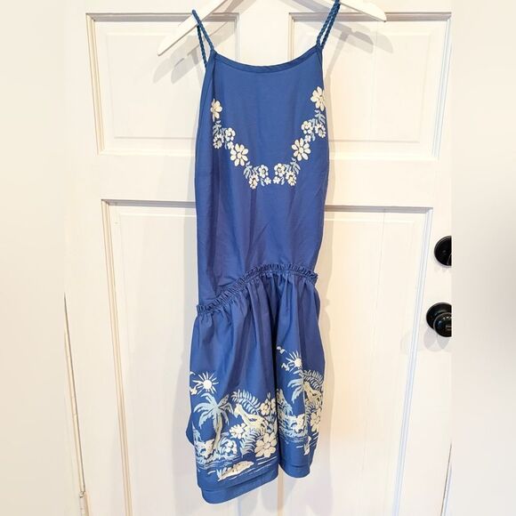 Nwt Free People Deserted Island Mini Dress Blue Floral Halter Rope - Picture 4 of 7
